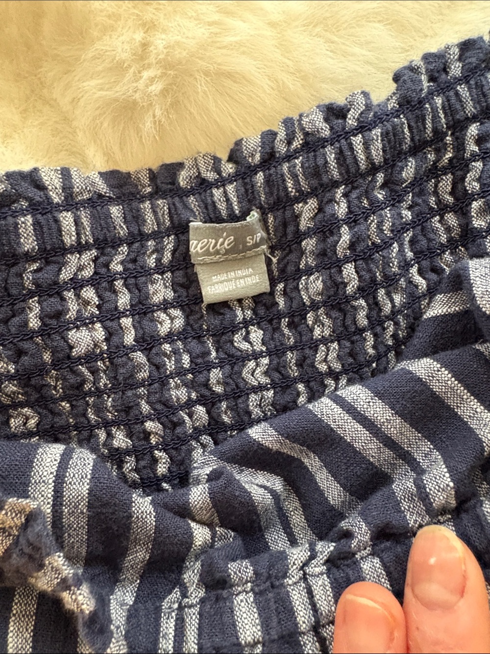 Aerie Navy and White Striped Strapless Jumpsuit with Cute Tie Bust - Picture 9 of 11